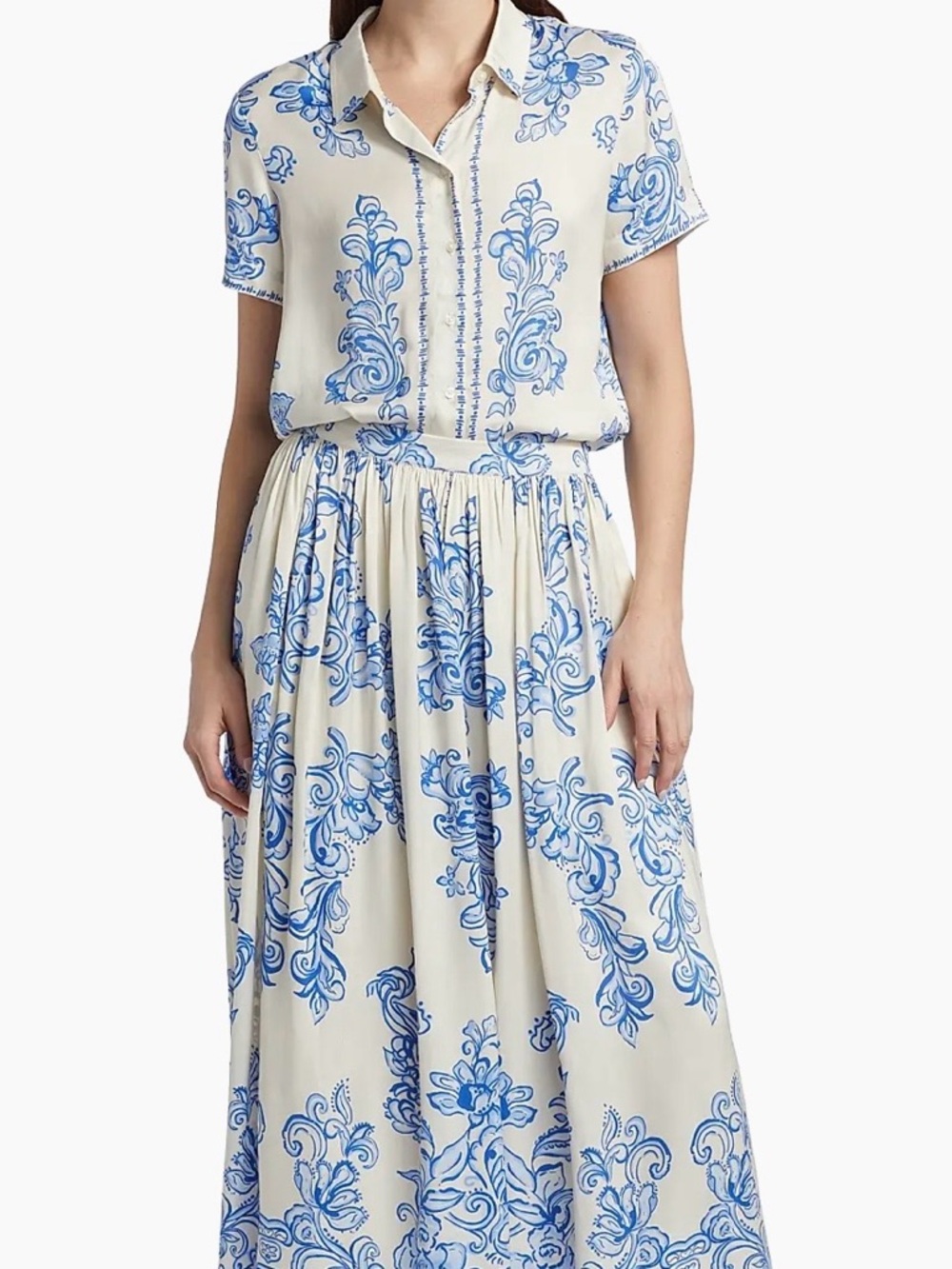 Johnny Was Kenzie Floral Print Shirt and Skirt Set